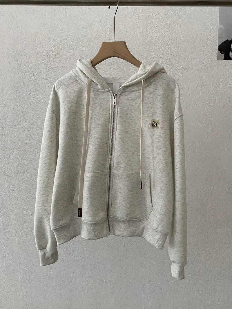 Sleeve Length  Closure Clothing  Casual  Letter Print  Long Sleeve  Fleece Lined  Thickened  Loose Fit Zipper  Hooded  Sweatshirt eprolo