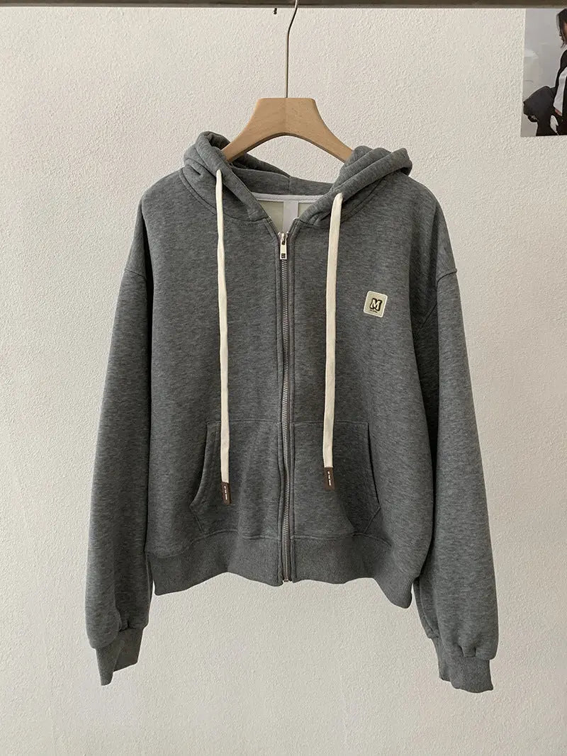 Sleeve Length  Closure Clothing  Casual  Letter Print  Long Sleeve  Fleece Lined  Thickened  Loose Fit Zipper  Hooded  Sweatshirt eprolo