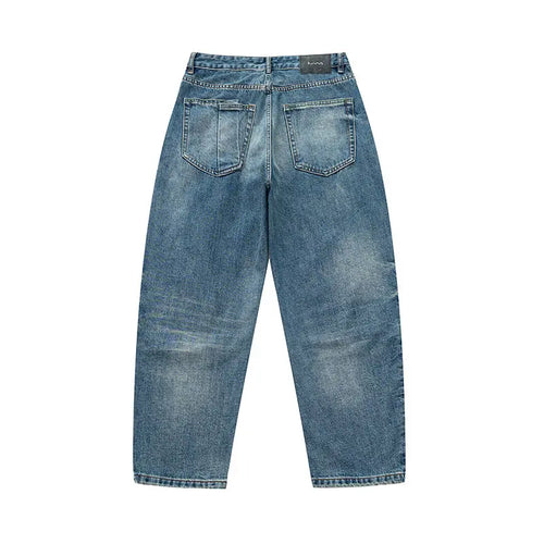 Double Pleat Loose Versatile Washed Denim Pants eprolo