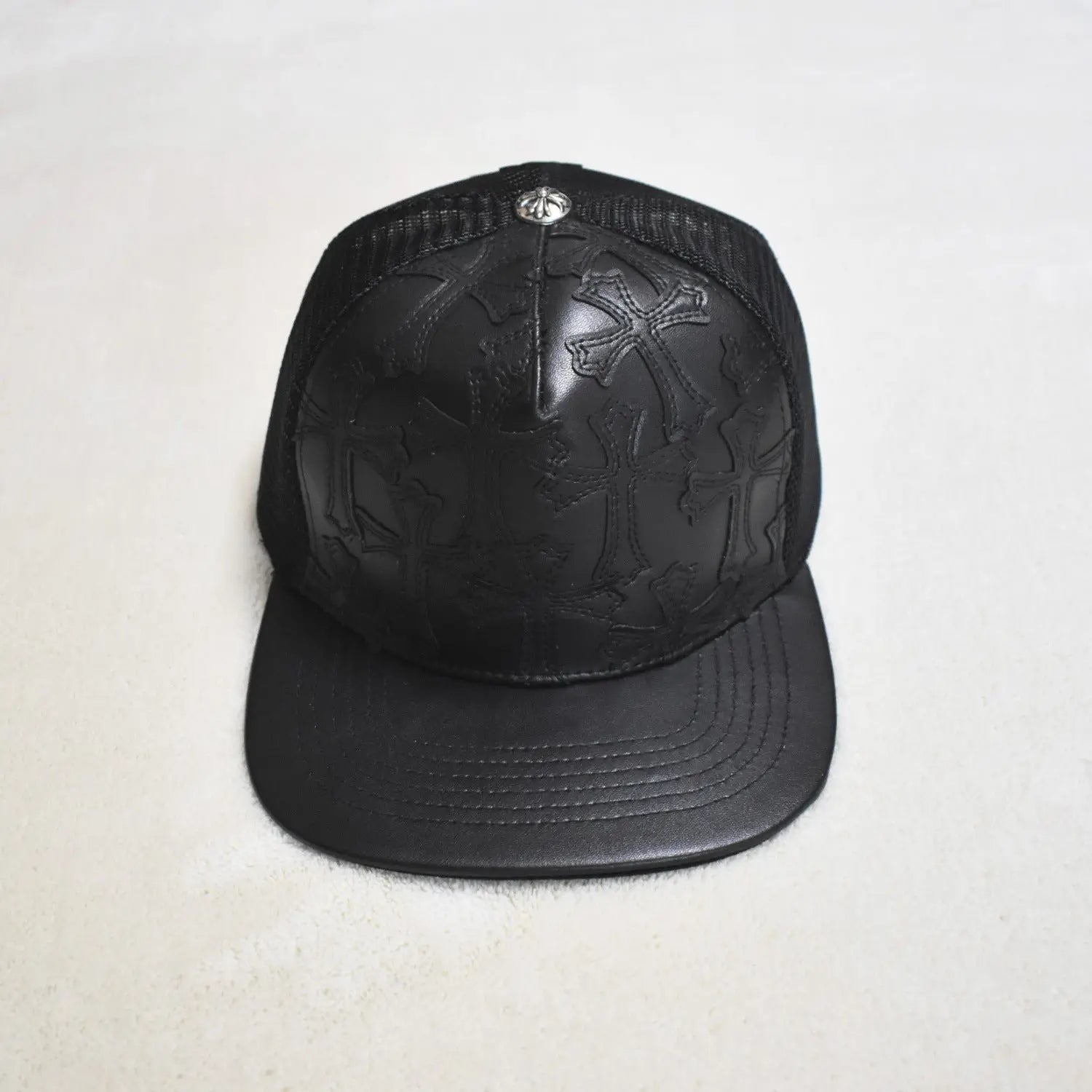 Hollywood Fashion Brand CHROME  S Heart Cross Badge Wide Brim Sun Hat for Men and Women eprolo