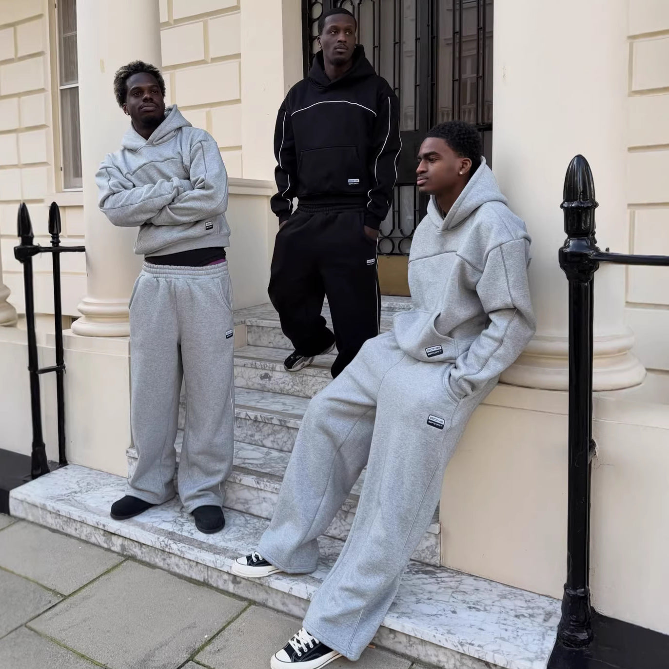 American Street Minimalist Commute Style Long Sleeve Hoodie Hip-hop Harajuku Casual Pullover Sweatshirt Sweatpants