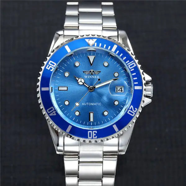Winner Top Brand Luxury Blue Men Watch Automatic Skeleton Mechanical Wristwatch Male Man Watches Hour Relogio Masculino 