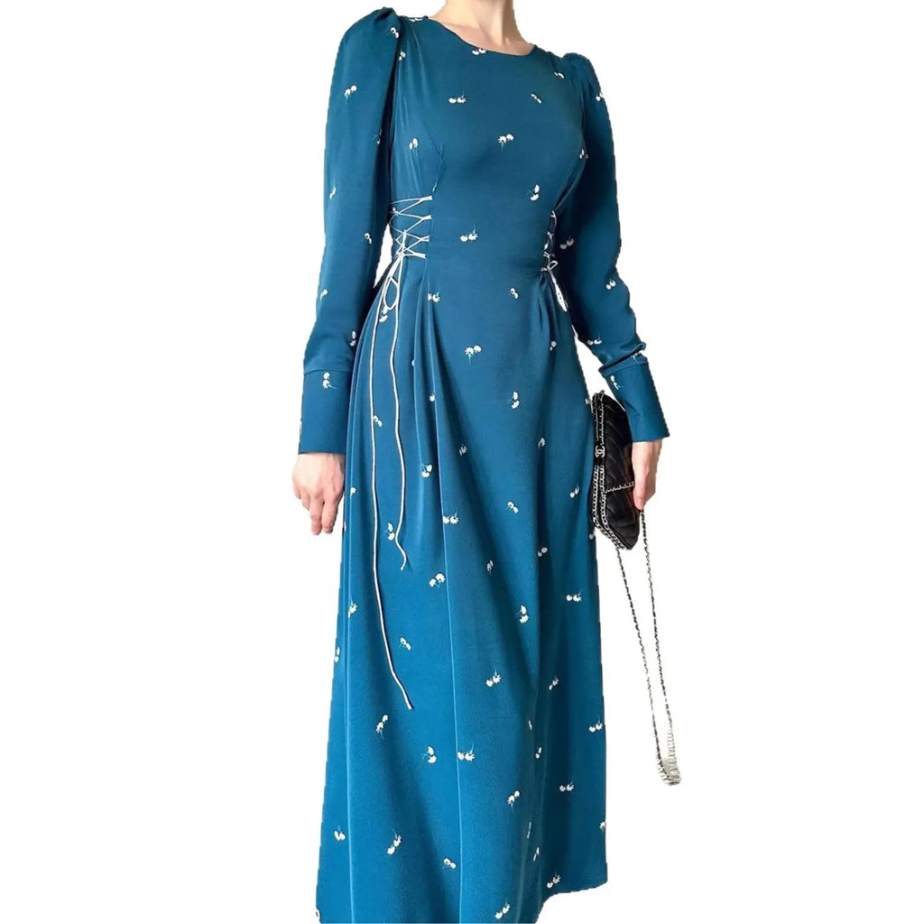Elegant Spring Long Dress for Women, Waist-Cinching Maxi Dress, Ladylike Fashion eprolo