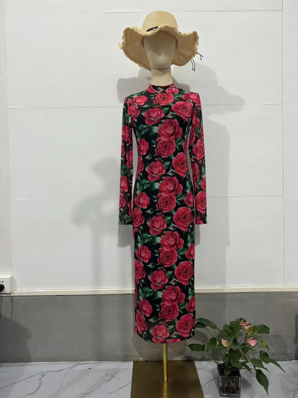 Flower Dress Printed Mid-Length  Floral New Autumn Cross-border Long Dress eprolo