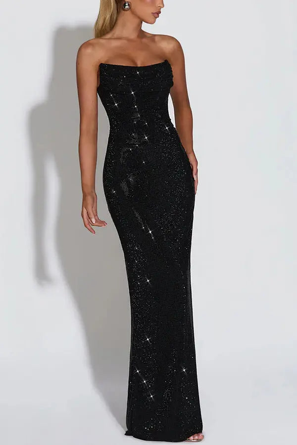 Slim fit sleeveless sequined long evening gown dress eprolo