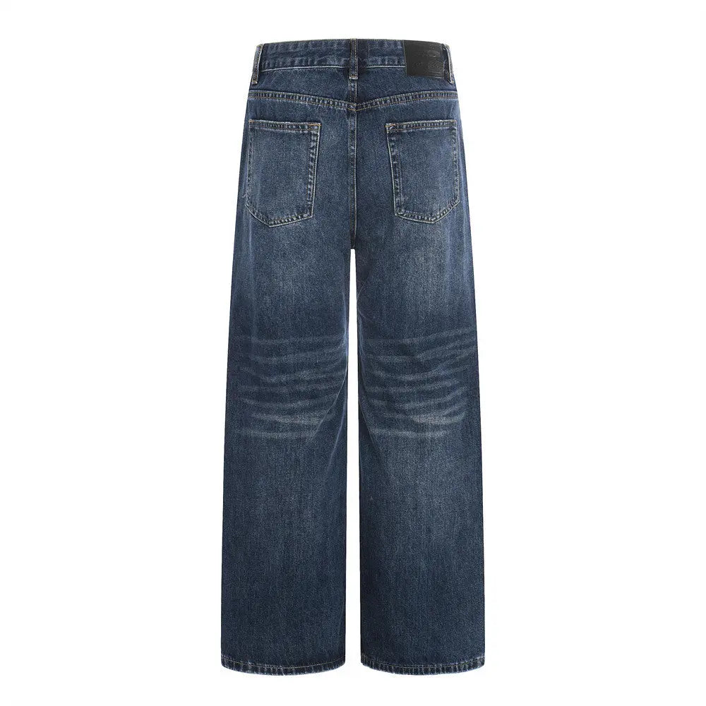 Washed denim straight leg pants eprolo