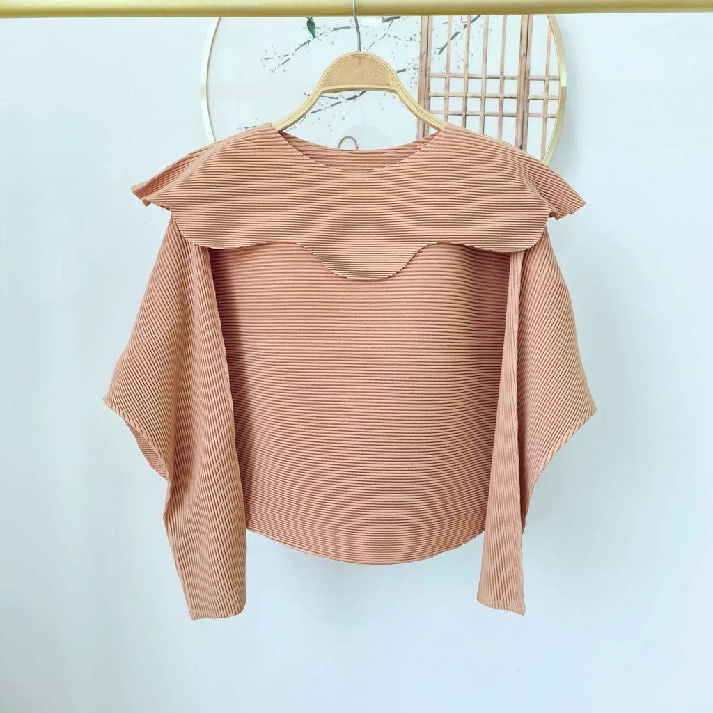 High-end Pleated Designer Casual Top T-Shirt eprolo