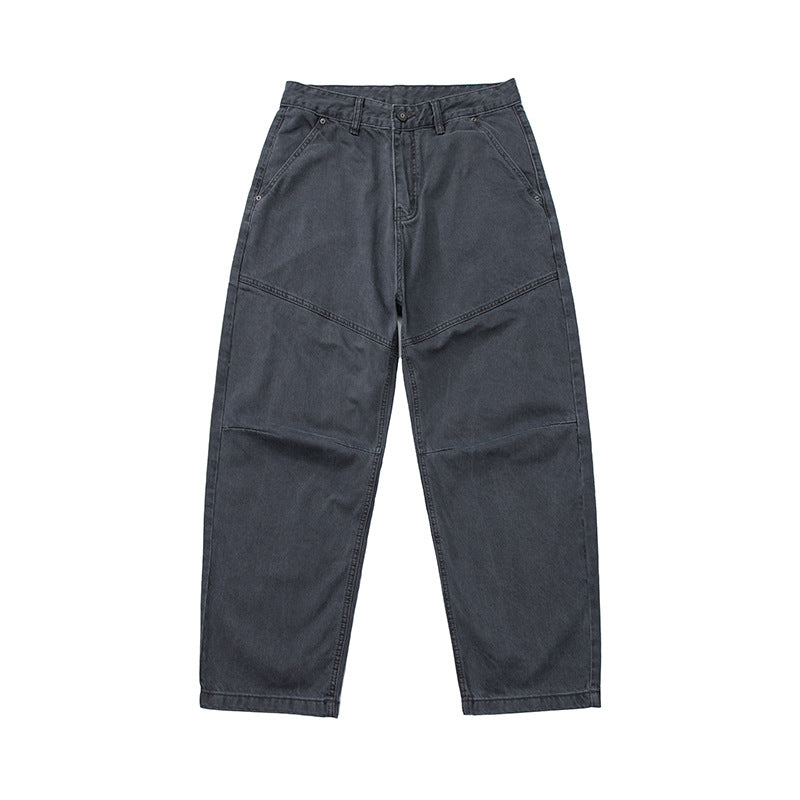 Patchwork Wide-Leg Pants Unisex Loose Straight Casual Cargo Pants
