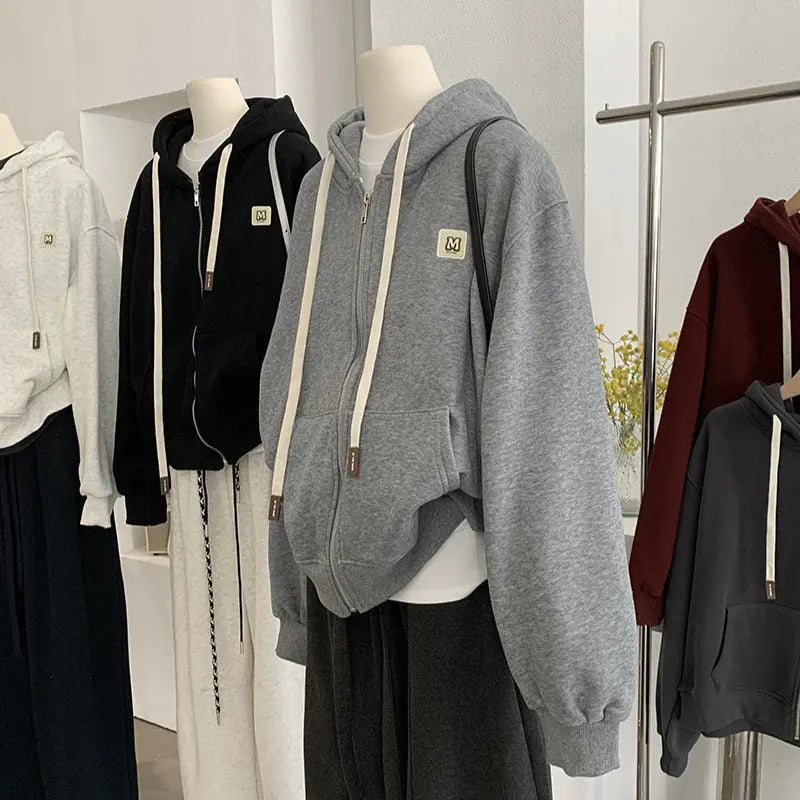 Sleeve Length  Closure Clothing  Casual  Letter Print  Long Sleeve  Fleece Lined  Thickened  Loose Fit Zipper  Hooded  Sweatshirt eprolo