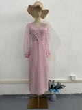 Elegant Sequined Chiffon V-Neck Lantern Sleeve Dress for Women Autumn Style eprolo