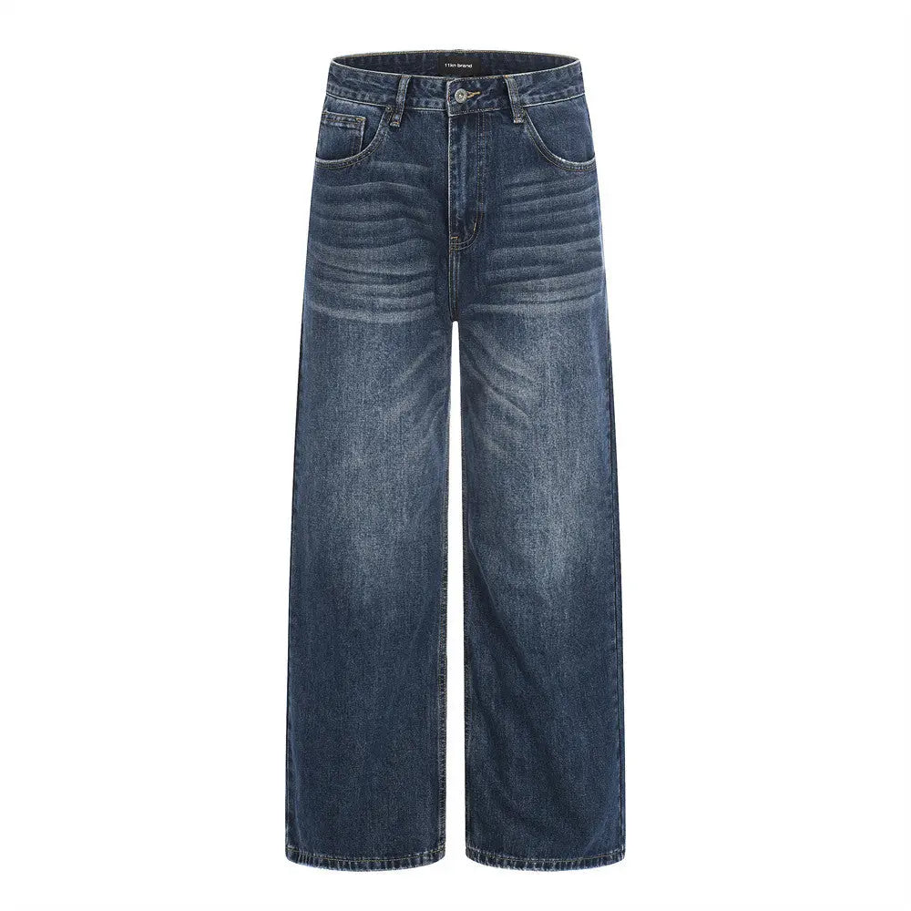 Washed denim straight leg pants eprolo