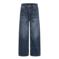 Washed denim straight leg pants eprolo