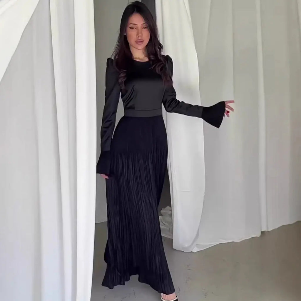 Elegant Fitted Long Sleeve Maxi DressCold-Beauty Soft Charm Winter Fashion eprolo