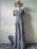 Sexy Floral Dress Summer New Retro Short Sleeve Waist-Cinching Long Dress for Women eprolo