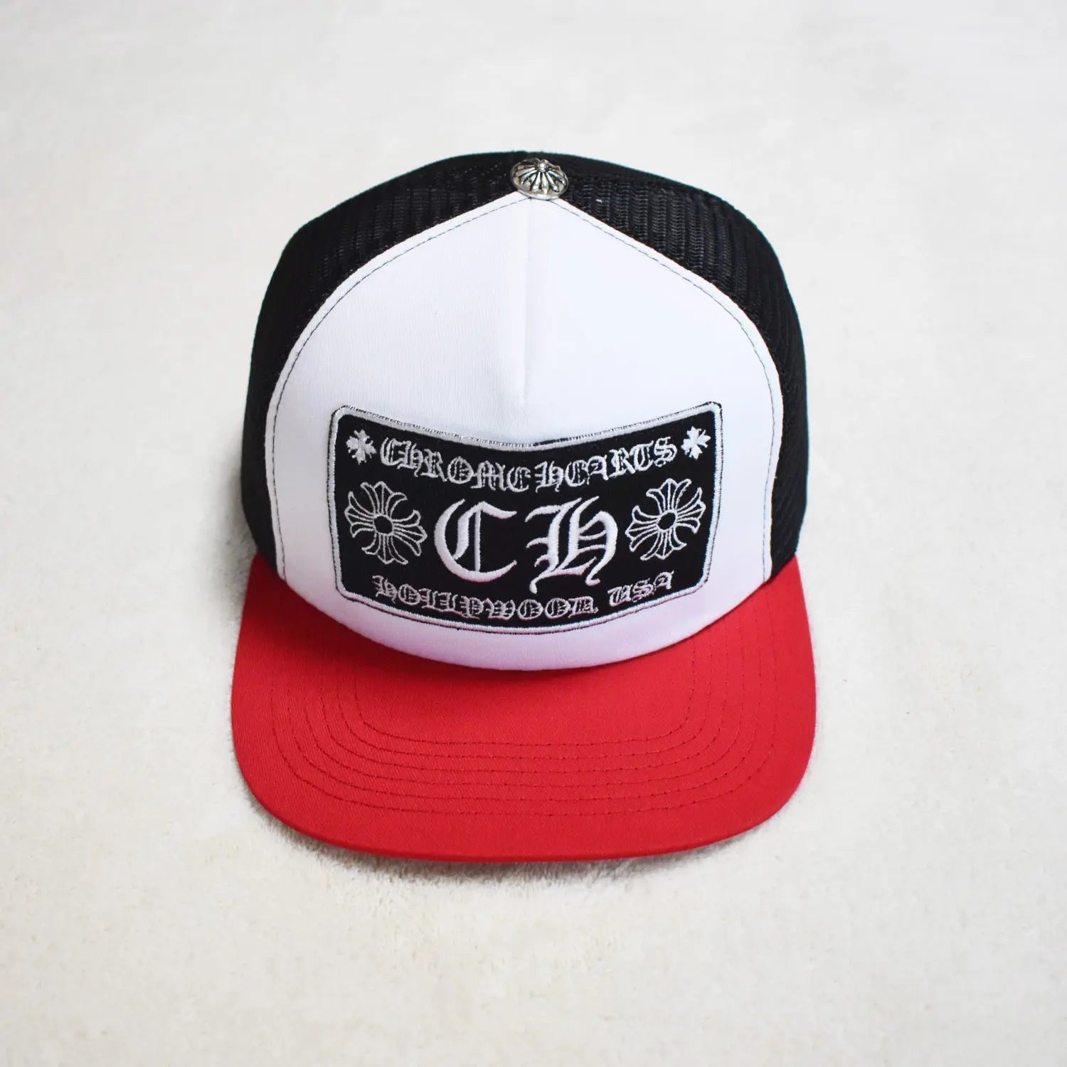 Hollywood Fashion Brand CHROME  S Heart Cross Badge Wide Brim Sun Hat for Men and Women eprolo