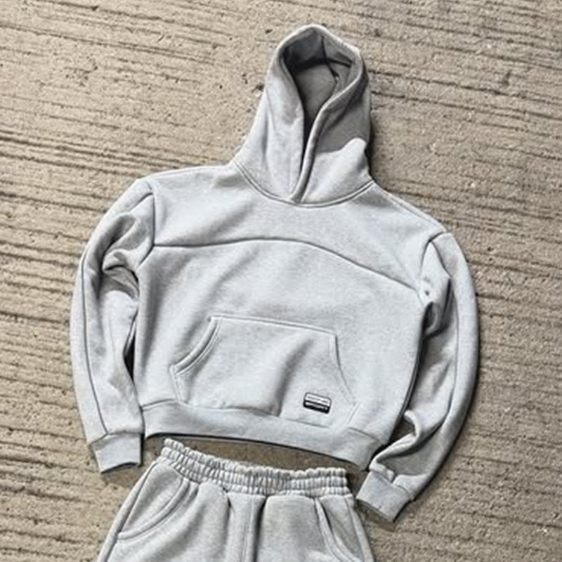 American Street Minimalist Commute Style Long Sleeve Hoodie Hip-hop Harajuku Casual Pullover Sweatshirt Sweatpants