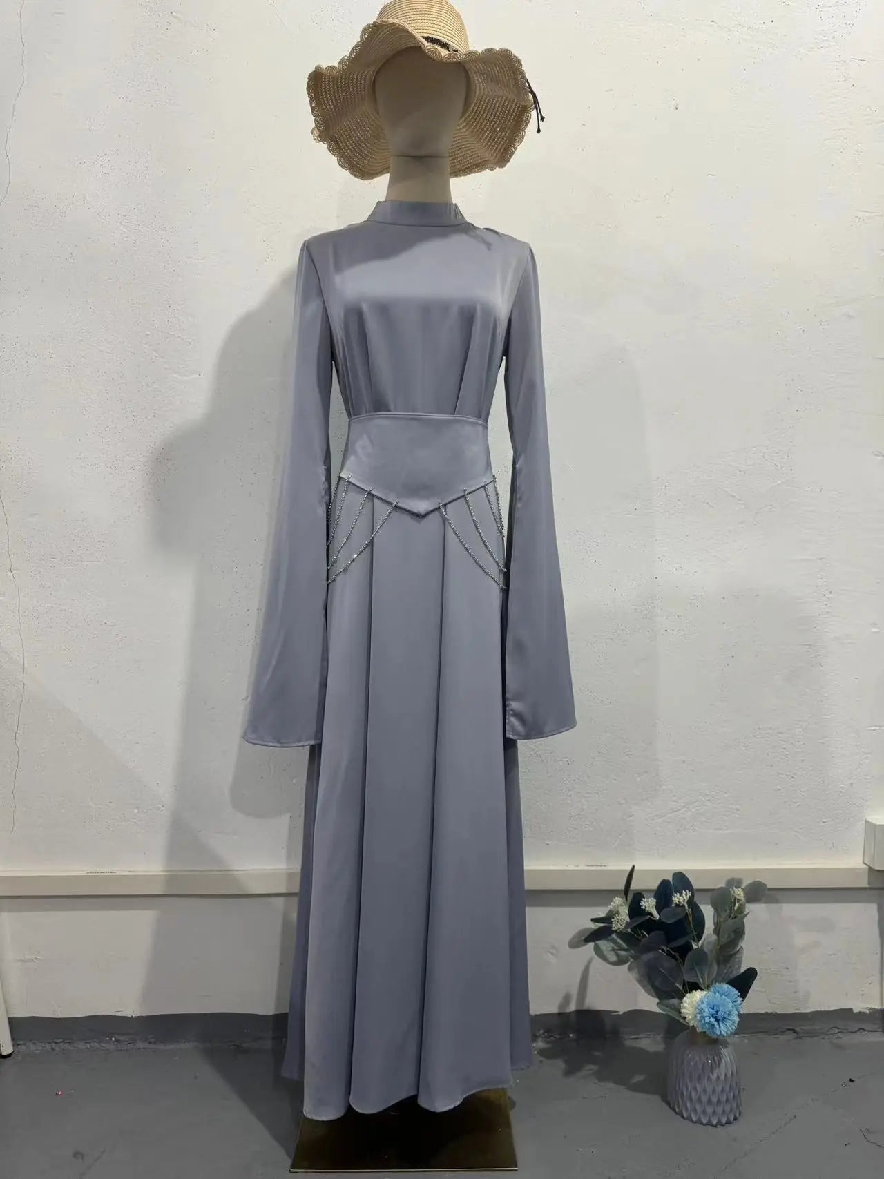 Elegant Solid Color Fashionable Long Sleeve Dress with Slim Waist and Breathable Design Summer Dress eprolo
