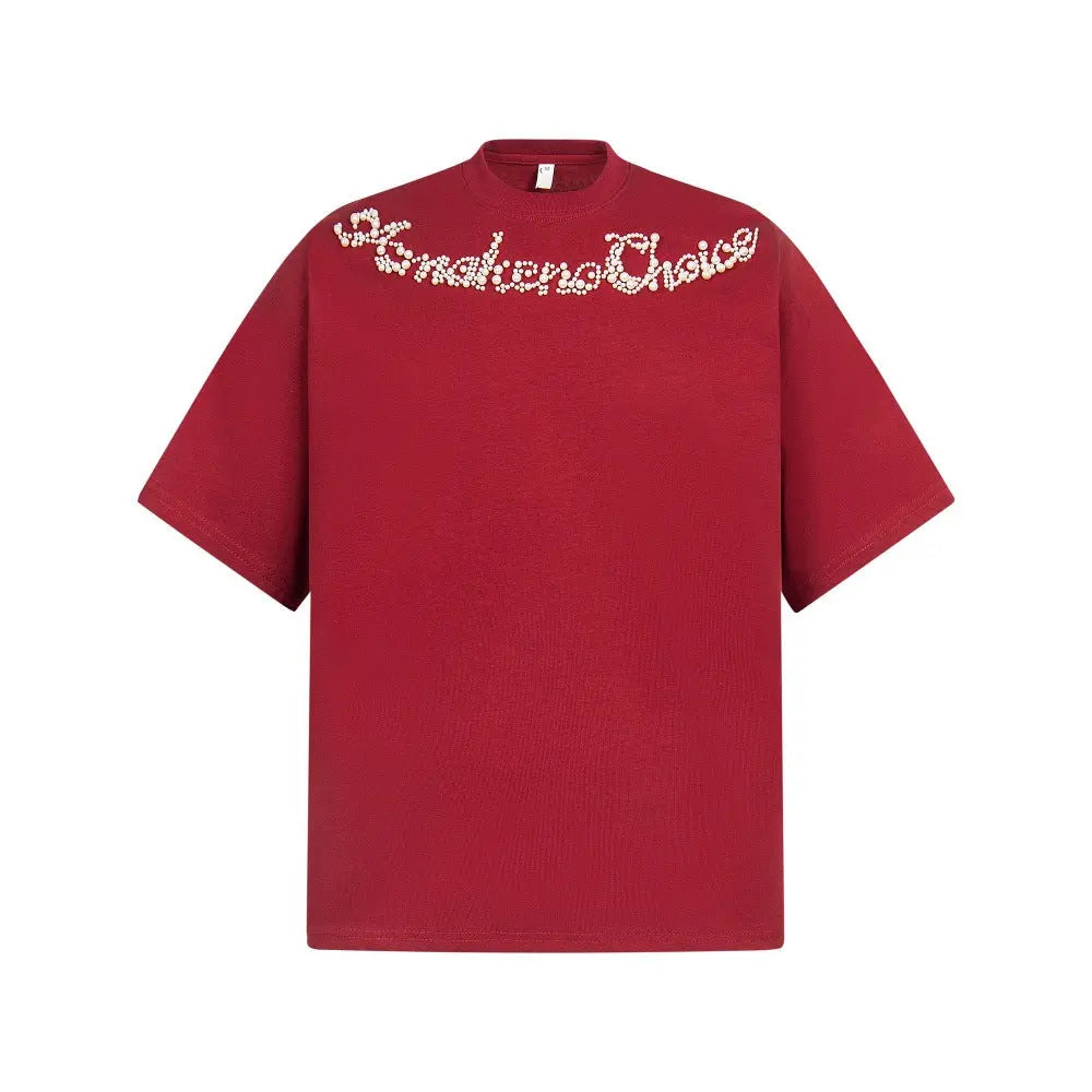 Nail bead letter pure cotton short sleeved shirt eprolo