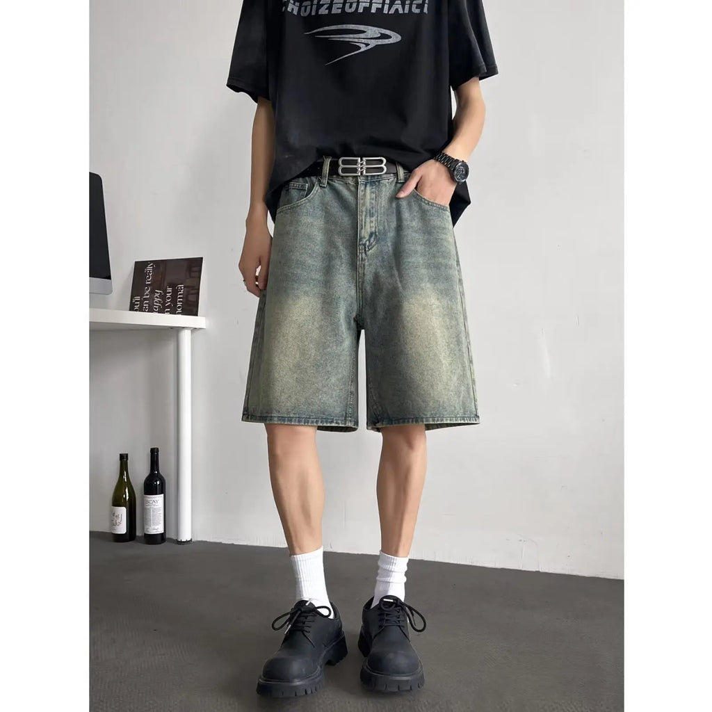 shorts denim loose casual straight leg cropped pants eprolo
