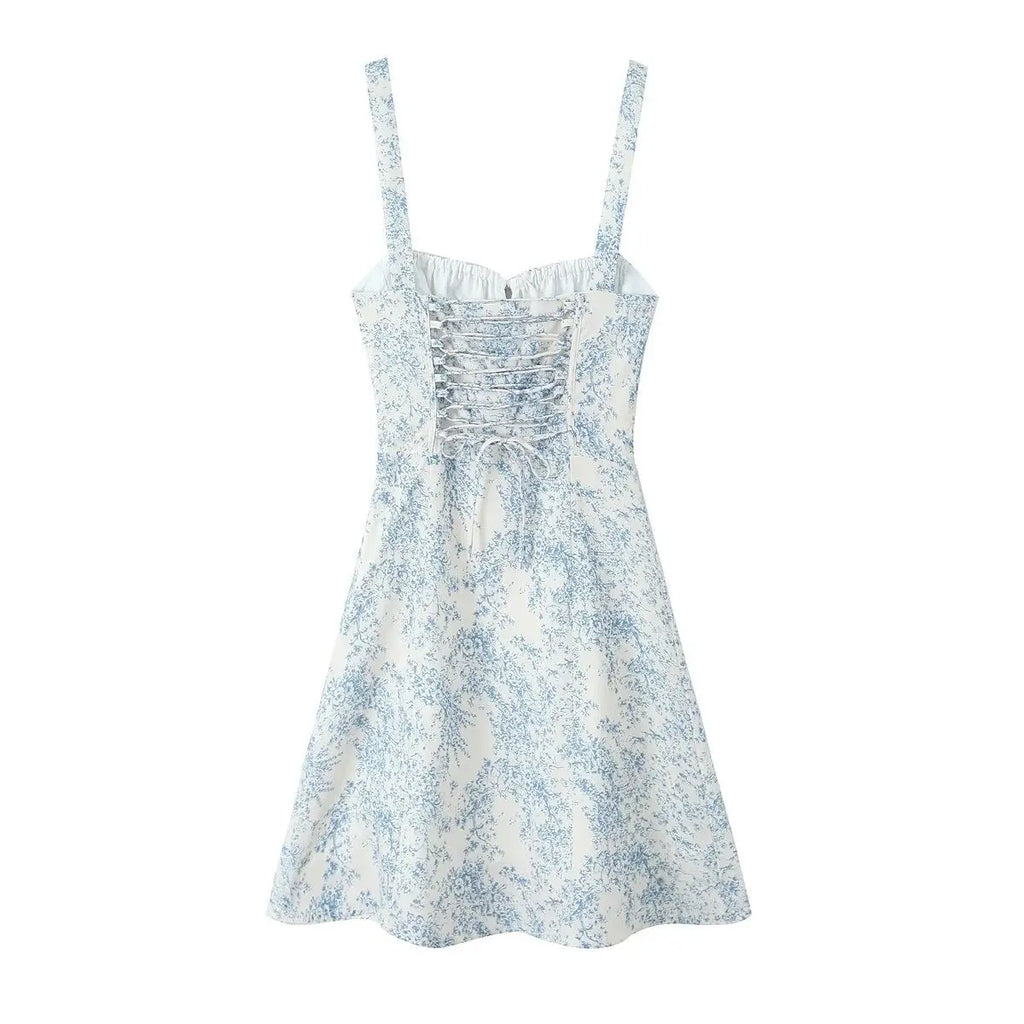 Drawstring waist cinching printed short dress eprolo