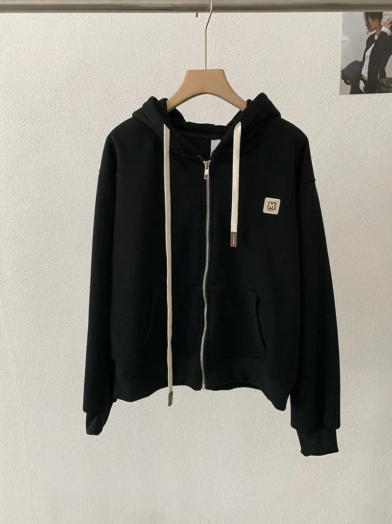Sleeve Length  Closure Clothing  Casual  Letter Print  Long Sleeve  Fleece Lined  Thickened  Loose Fit Zipper  Hooded  Sweatshirt eprolo