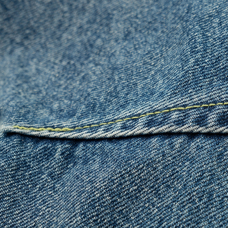 Double Pleat Loose Versatile Washed Denim Pants