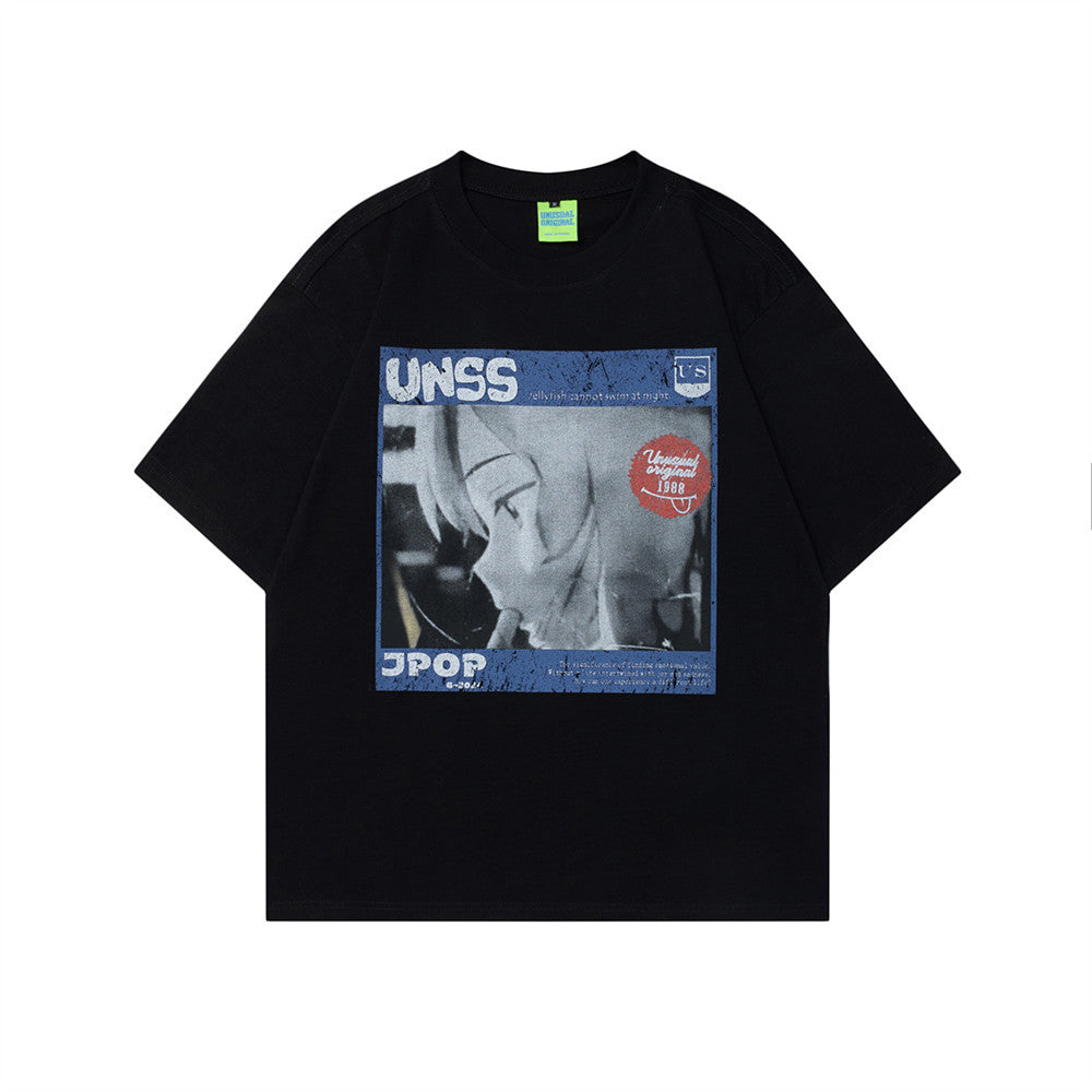 Anime printed short sleeved T-shirt