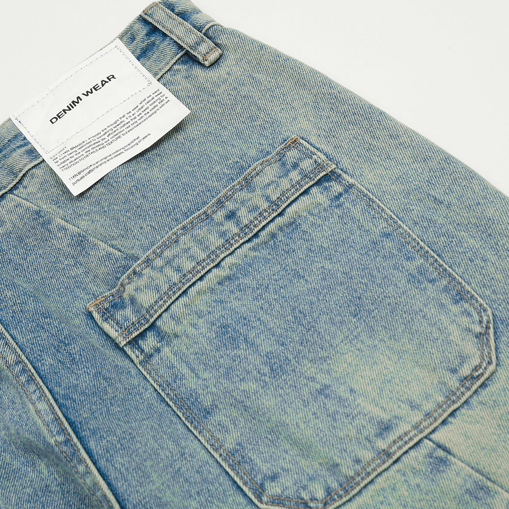 Make vintage washed denim pants for casual wear