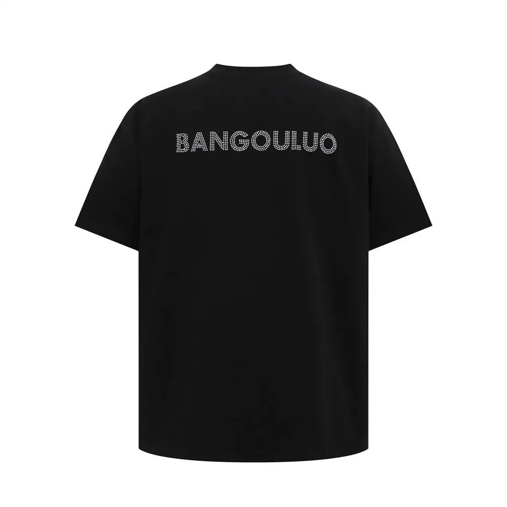 Simple rhinestone letter casual short sleeved shirt eprolo