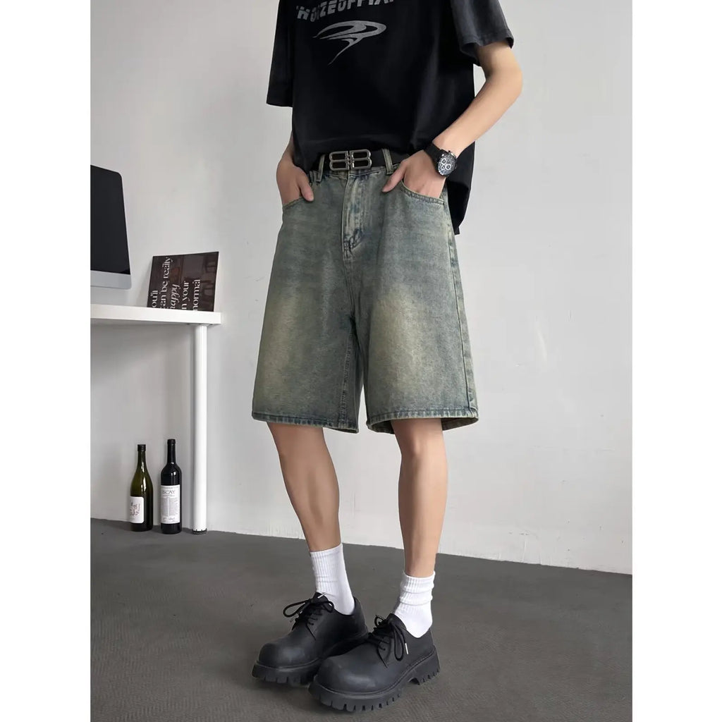 shorts denim loose casual straight leg cropped pants eprolo