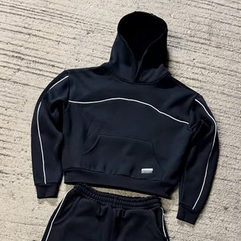 American Street Minimalist Commute Style Long Sleeve Hoodie Hip-hop Harajuku Casual Pullover Sweatshirt Sweatpants