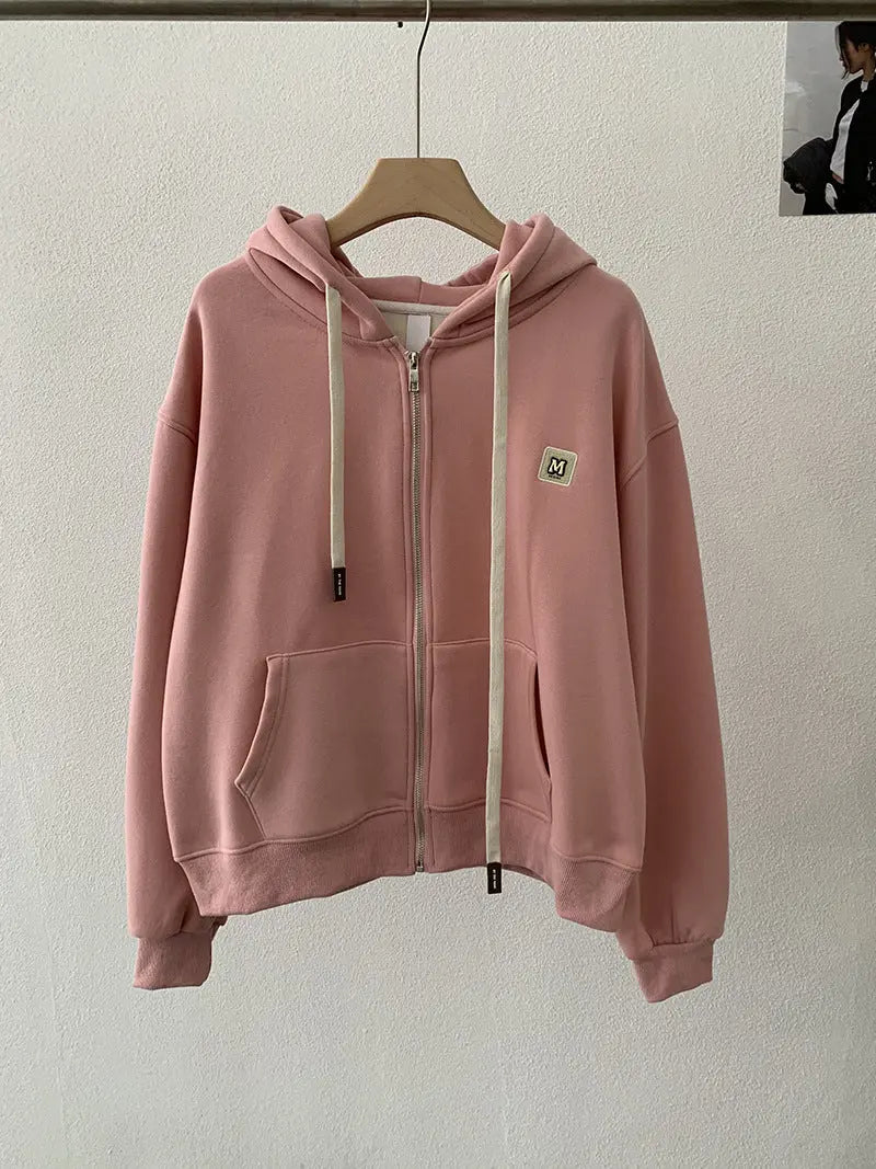 Sleeve Length  Closure Clothing  Casual  Letter Print  Long Sleeve  Fleece Lined  Thickened  Loose Fit Zipper  Hooded  Sweatshirt eprolo