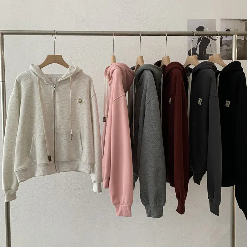 Sleeve Length  Closure Clothing  Casual  Letter Print  Long Sleeve  Fleece Lined  Thickened  Loose Fit Zipper  Hooded  Sweatshirt eprolo