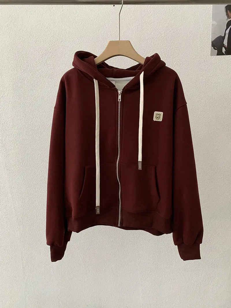 Sleeve Length  Closure Clothing  Casual  Letter Print  Long Sleeve  Fleece Lined  Thickened  Loose Fit Zipper  Hooded  Sweatshirt eprolo
