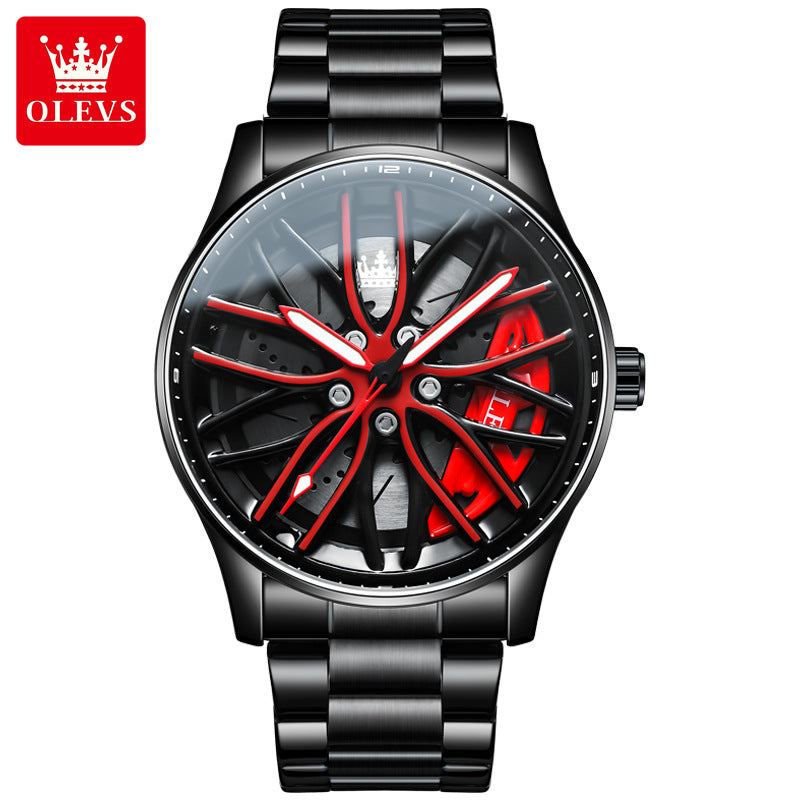 Men's rotating wheel quartz watch, waterproof watch