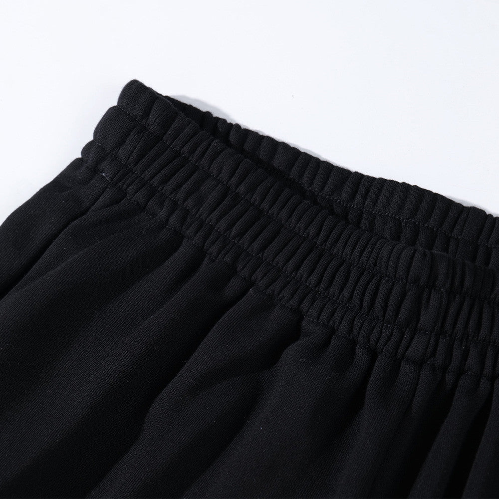 Straight leg sweatpants with drawstring for ankle binding