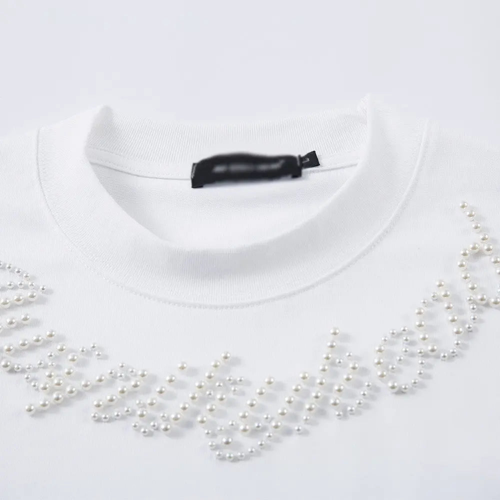 Nail bead letter short sleeved T-shirt eprolo