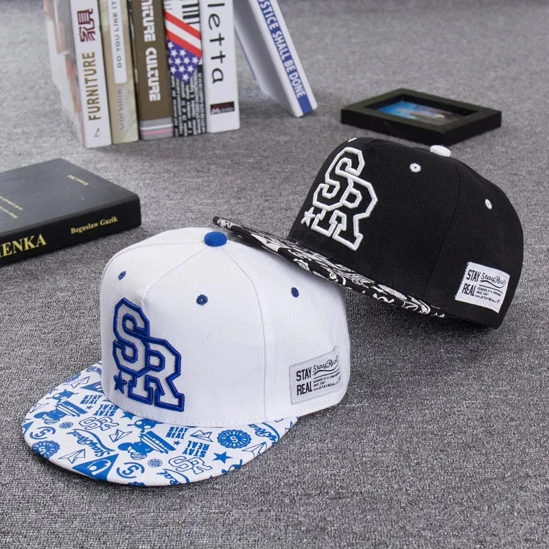Embroidered Letter SR Baseball Cap Men Hip Hop Cap Women Outdoor Sports Casual Flat Brim Hat Adjustable Biker Hat