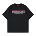 Color blocking rhinestone letter embroidery short sleeved t-shirt eprolo