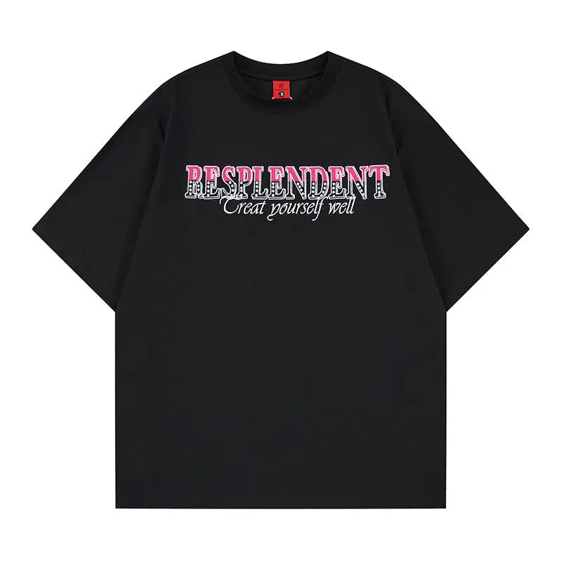 Color blocking rhinestone letter embroidery short sleeved t-shirt eprolo