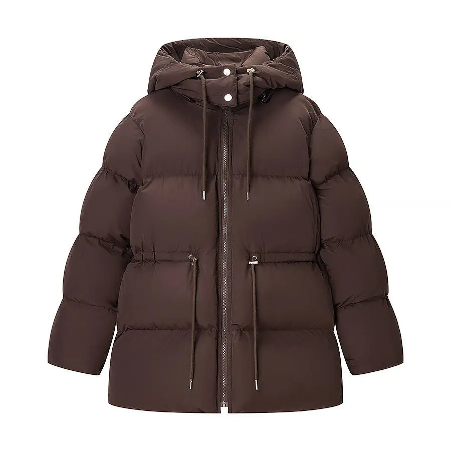 Casual drawstring mid length hand stuffed cotton jacket eprolo