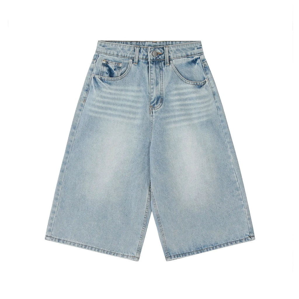 Straight leg seven quarter denim loose wide leg casual versatile seven quarter shorts eprolo