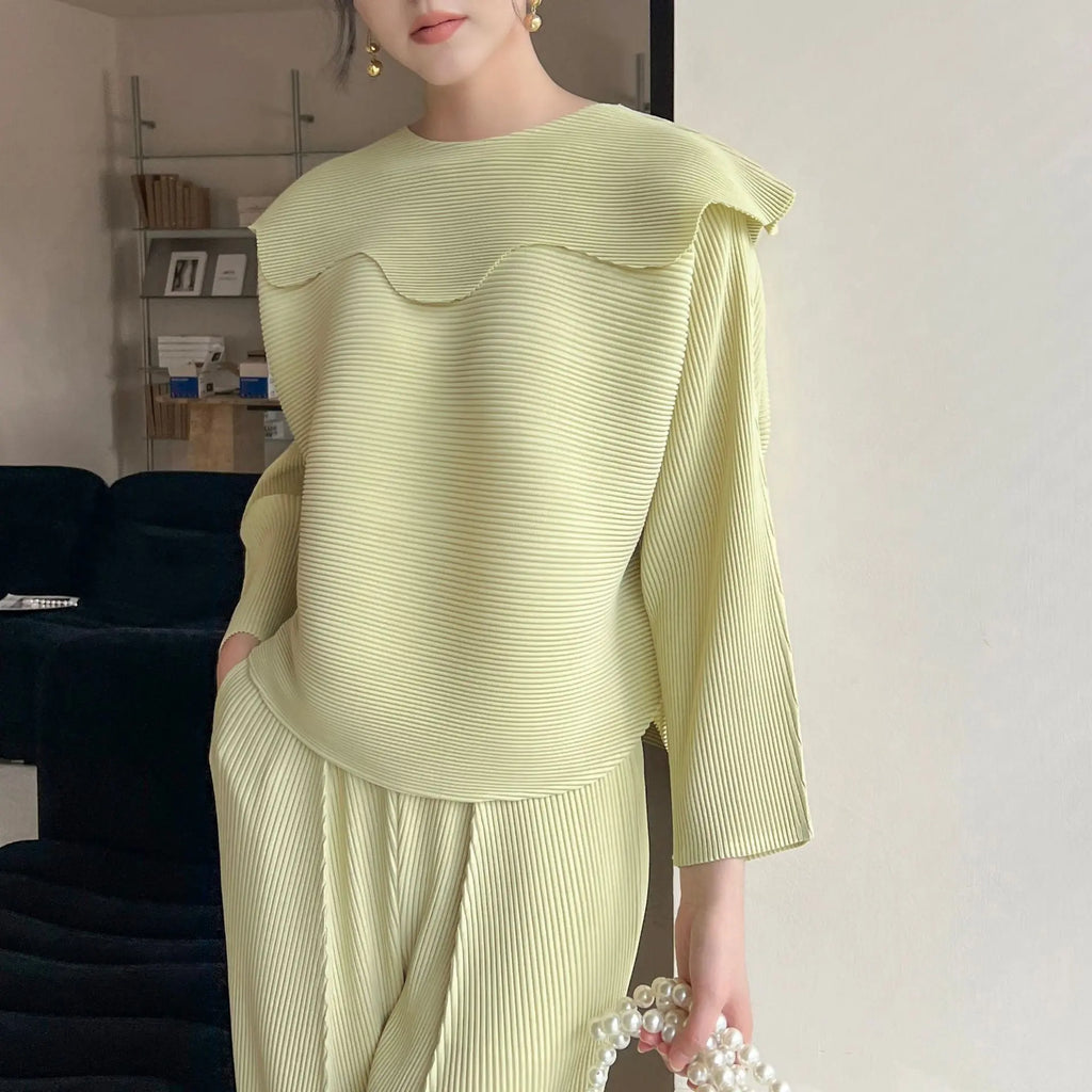 High-end Pleated Designer Casual Top T-Shirt eprolo