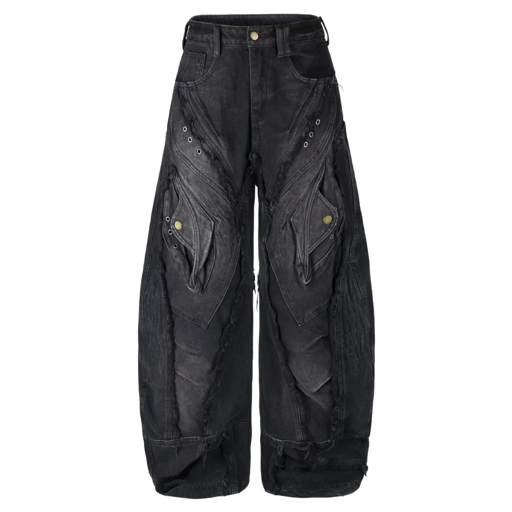 Hairy fringe brushed straight leg jeans eprolo