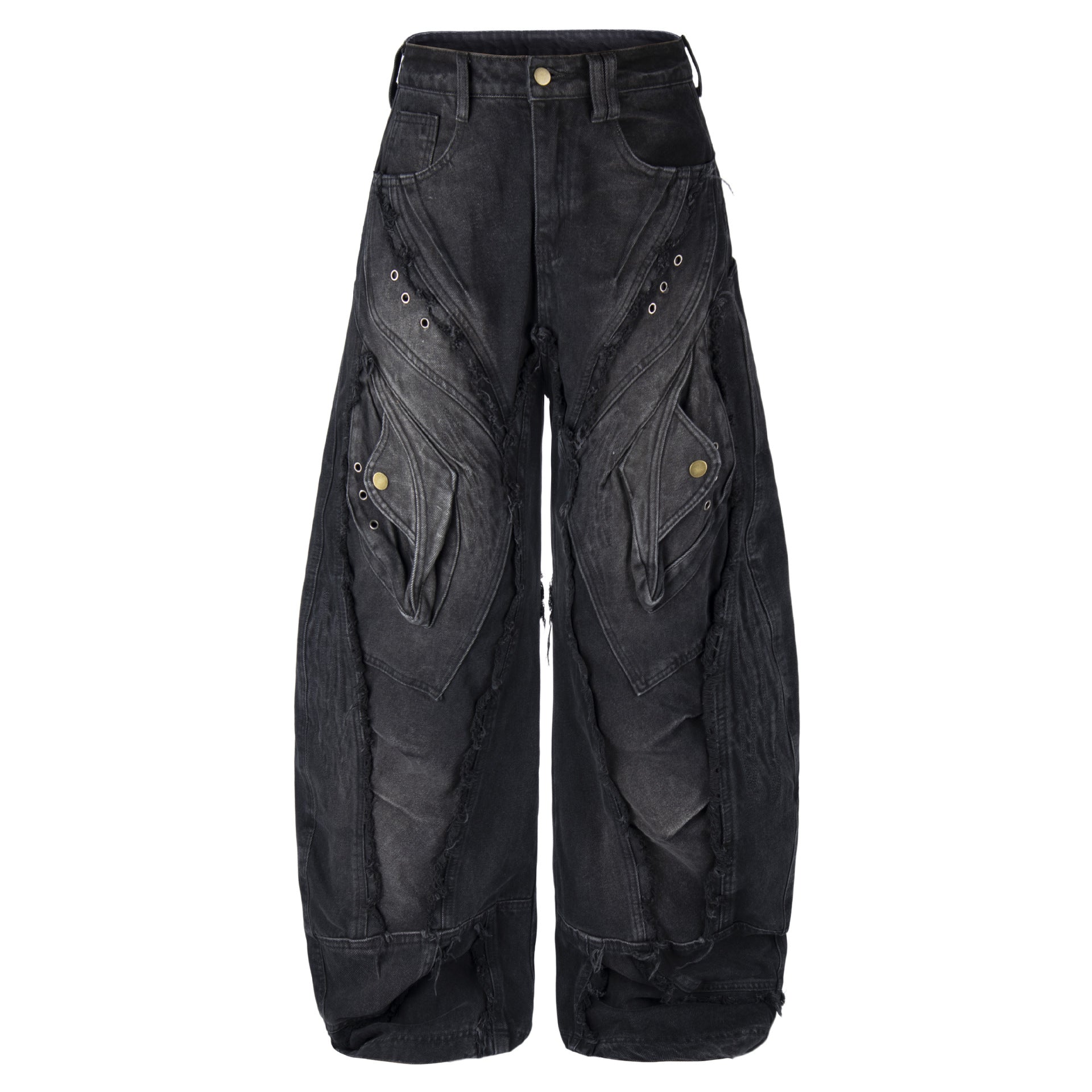 Hairy fringe brushed straight leg jeans