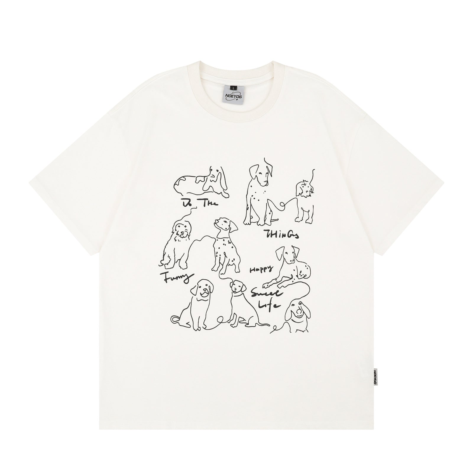 Retro Cute Hand-Painted Puppy Print Short-Sleeved T-Shirt