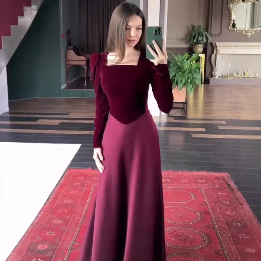 Royal Style New Autumn Vintage Fashion Elegant Long Sleeve Maxi Dress eprolo