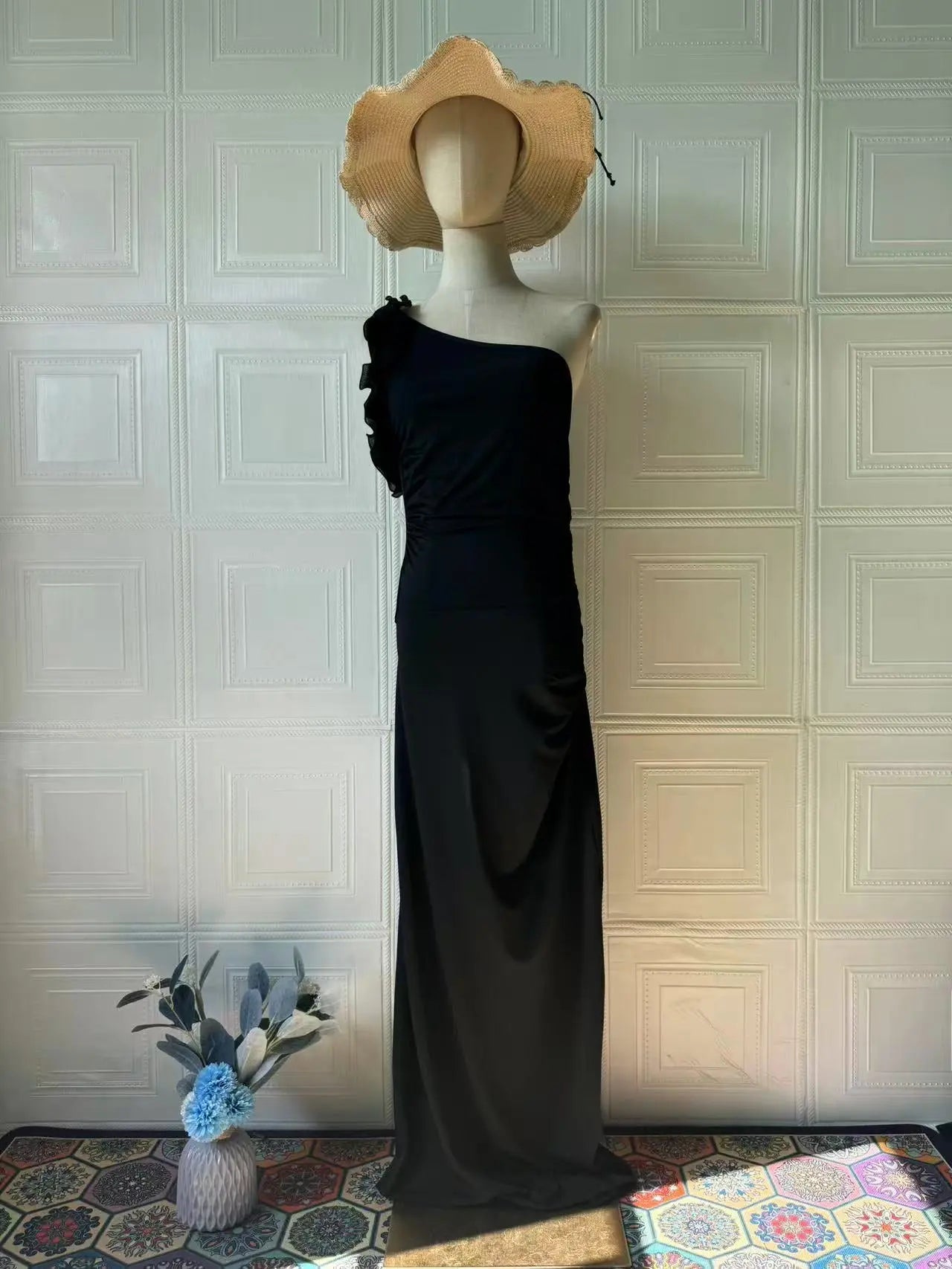 New Sleeveless Dress Sexy Casual Fitted Off-Shoulder Solid Color Women's Dress eprolo
