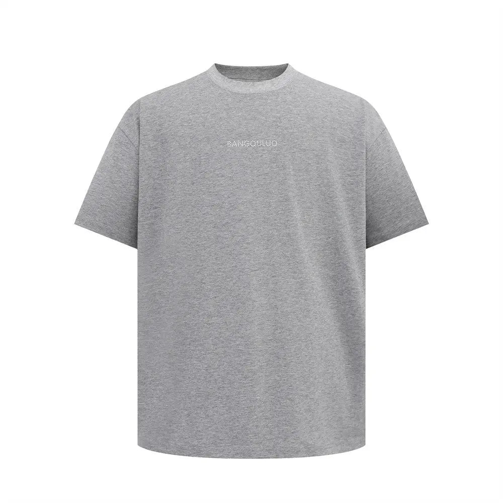 Simple rhinestone letter casual short sleeved shirt eprolo