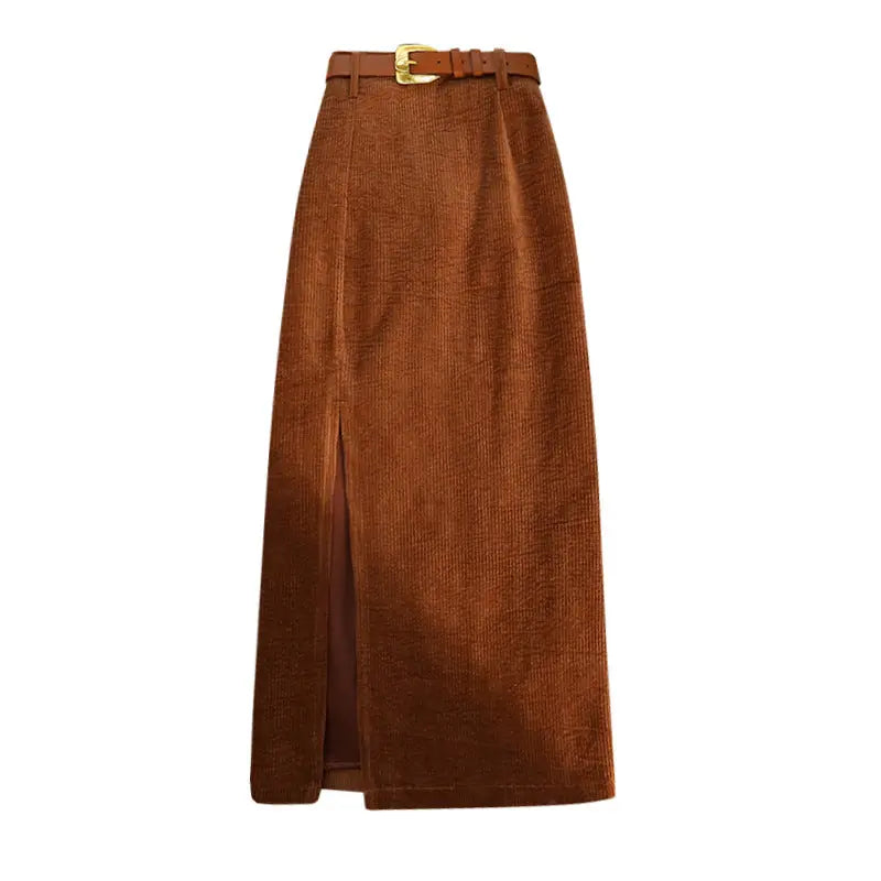 Corduroy slit skirt for women eprolo